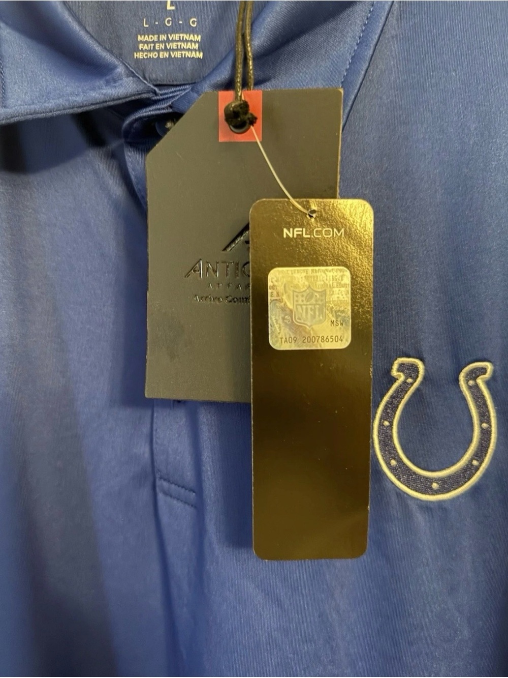 Antigua Men's Large Indianapolis Colts Blue Polo Shirt - Picture 3 of 5